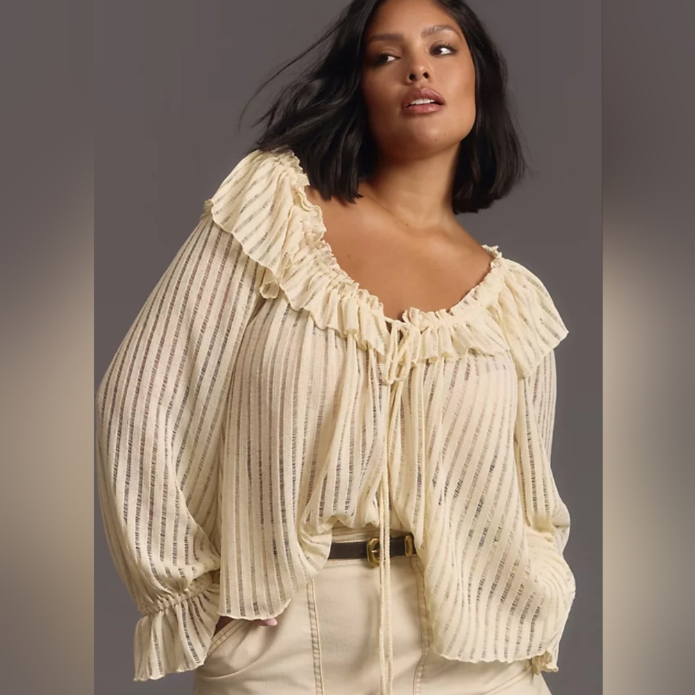 Anthropologie Sheer Off-Shoulder Top